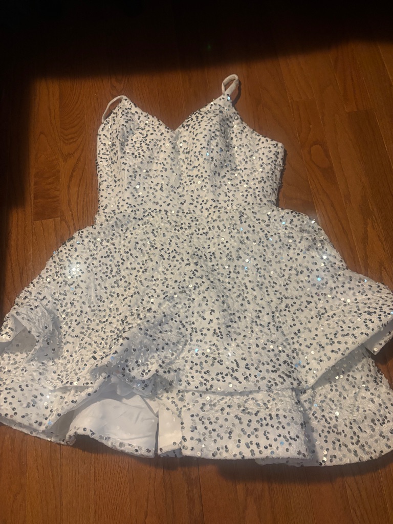 Women’s Fit & Flair Dress Size 8 White Velvet Sequin Nwt